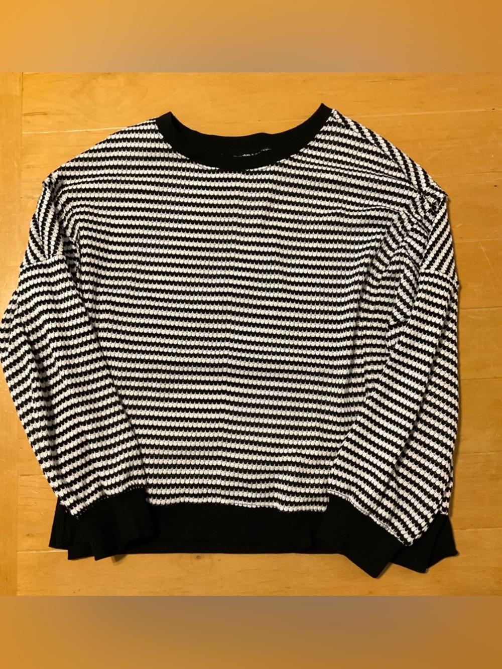 Amazon Black & White Striped Crew Neck Sweater
